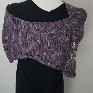 Handmade Crochet and Beaded Fluorite Dragonwing Scarf/Shawl